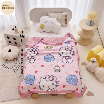 Chăn bé - Chăn thun lạnh cho bé - mền băng lạnh chần bông kết hợp hạt đậu matxa mềm mịn thoáng mát cho da bé 1M1x1M5